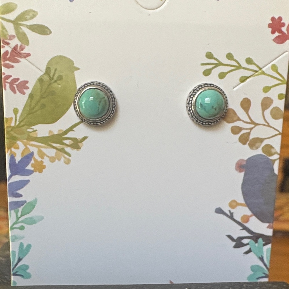 Source Unknown Turquoise And Silver Earrings - image 1